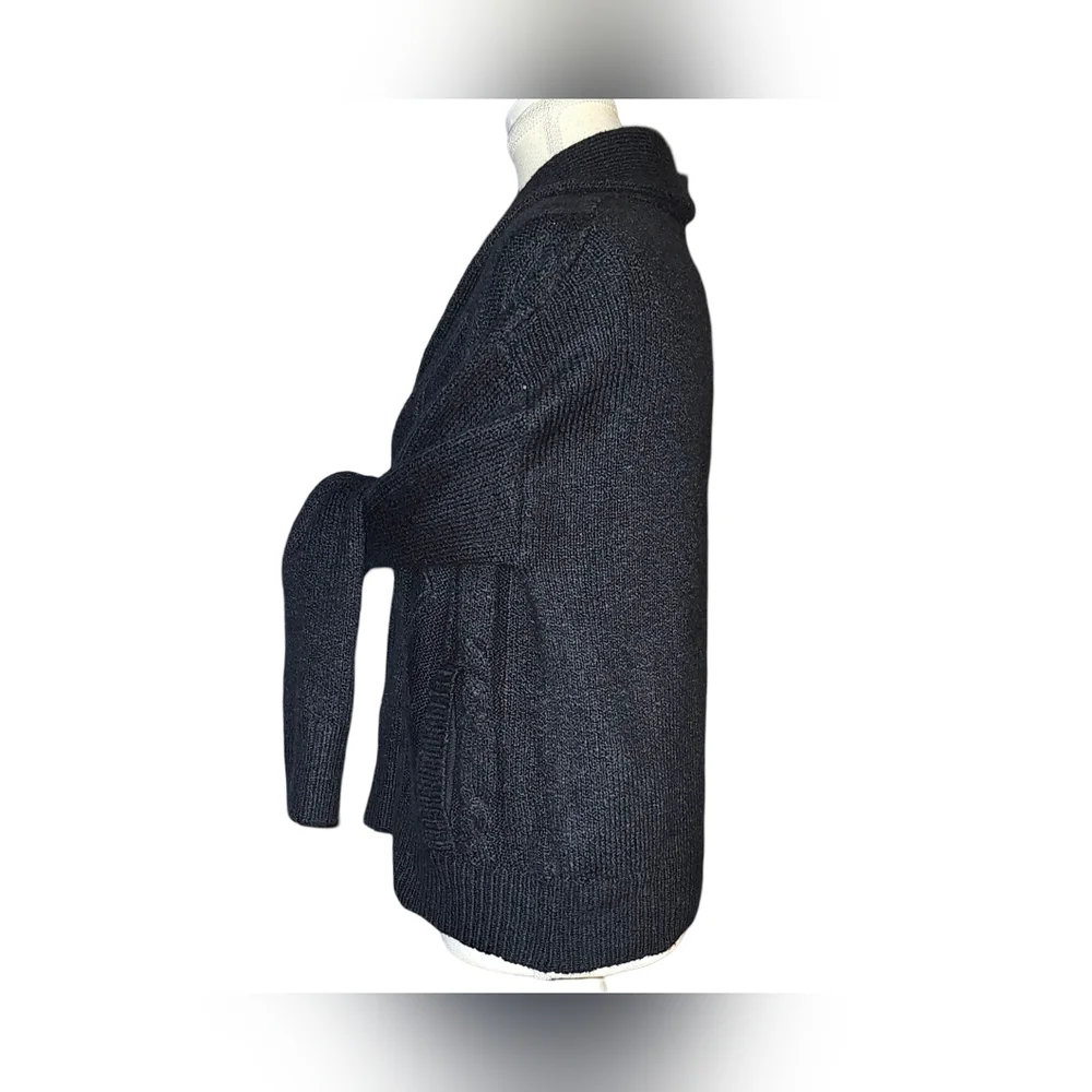 Pilcro Anthropologie Womens Black Shawl Cable-knit Button Cardigan Size Small - Picture 7 of 16